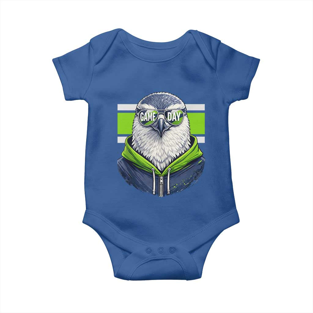 Cool Hawk Wearing Hoodie Graphic Baby Onesie Game Day Swagger