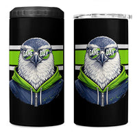 Cool Hawk Wearing Hoodie Graphic 4 in 1 Can Cooler Tumbler Game Day Swagger