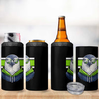 Cool Hawk Wearing Hoodie Graphic 4 in 1 Can Cooler Tumbler Game Day Swagger