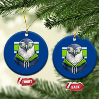 Cool Hawk Wearing Hoodie Graphic Ceramic Ornament Game Day Swagger