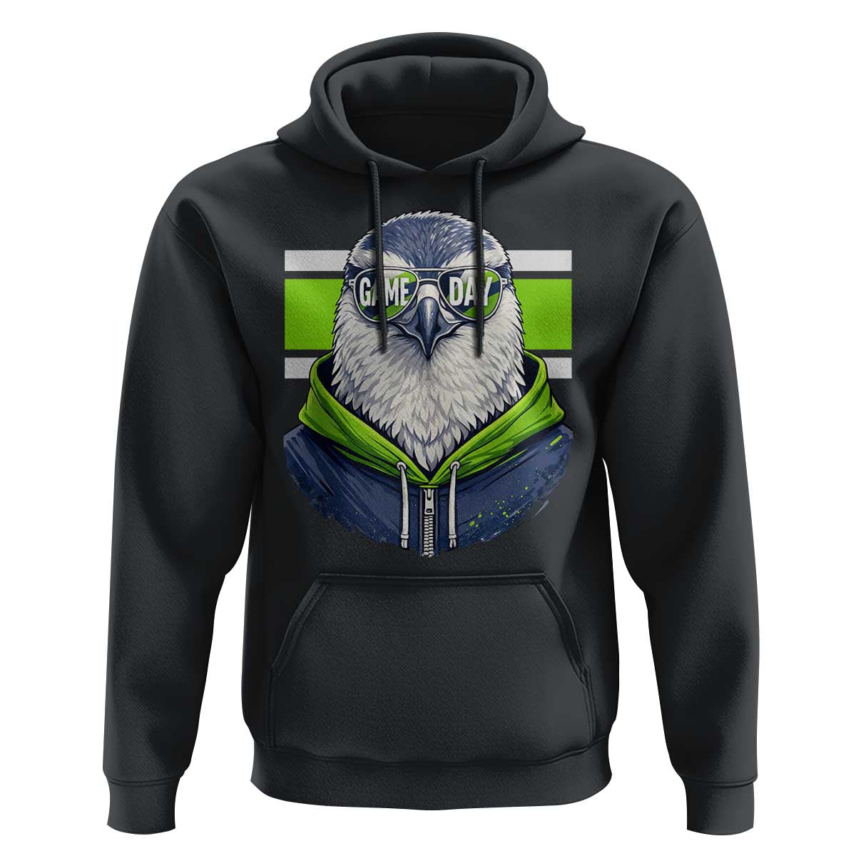 Cool Hawk Wearing Hoodie Graphic Hoodie Game Day Swagger