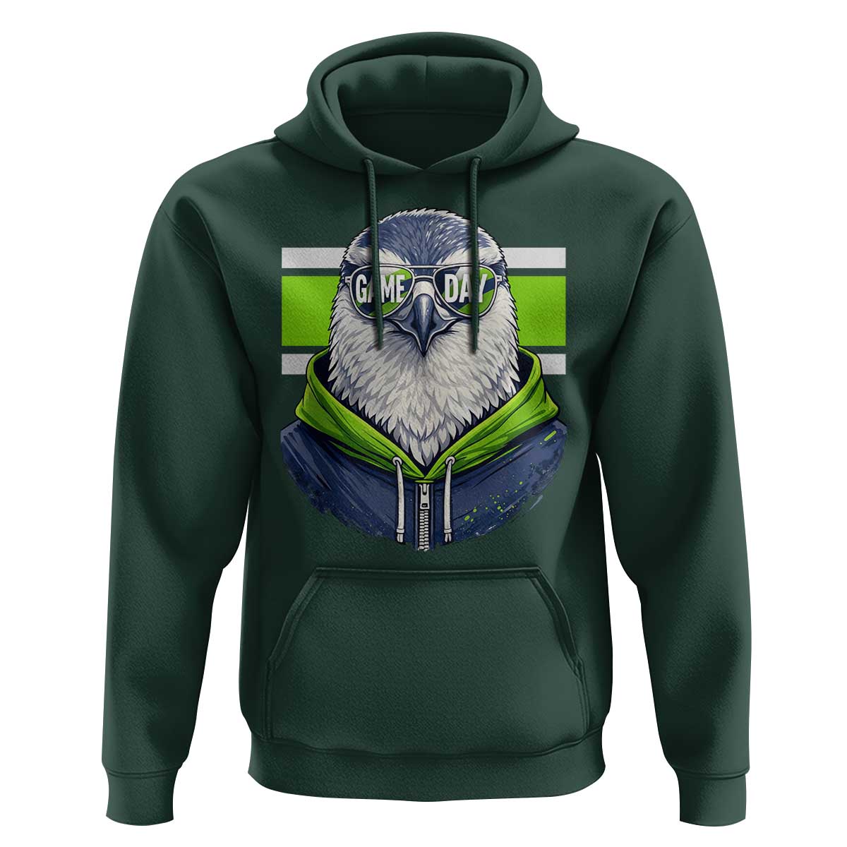 Cool Hawk Wearing Hoodie Graphic Hoodie Game Day Swagger