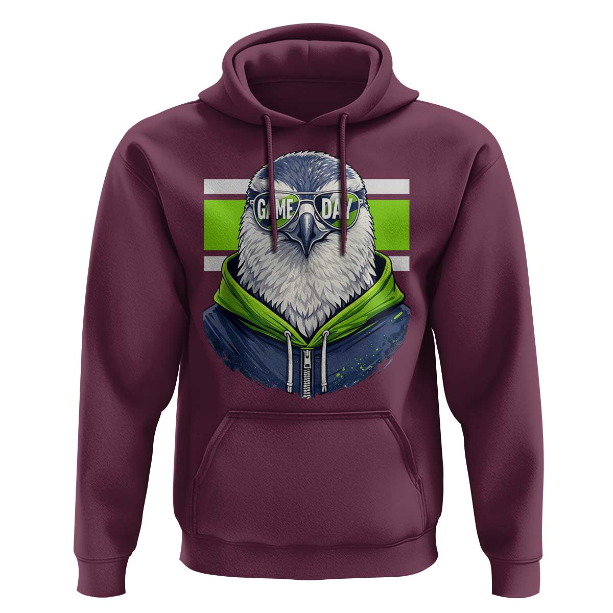 Cool Hawk Wearing Hoodie Graphic Hoodie Game Day Swagger