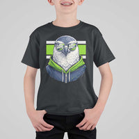 Cool Hawk Wearing Hoodie Graphic T Shirt For Kid Game Day Swagger