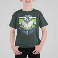 Cool Hawk Wearing Hoodie Graphic T Shirt For Kid Game Day Swagger