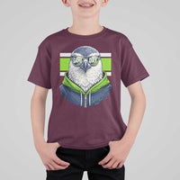 Cool Hawk Wearing Hoodie Graphic T Shirt For Kid Game Day Swagger
