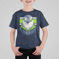 Cool Hawk Wearing Hoodie Graphic T Shirt For Kid Game Day Swagger