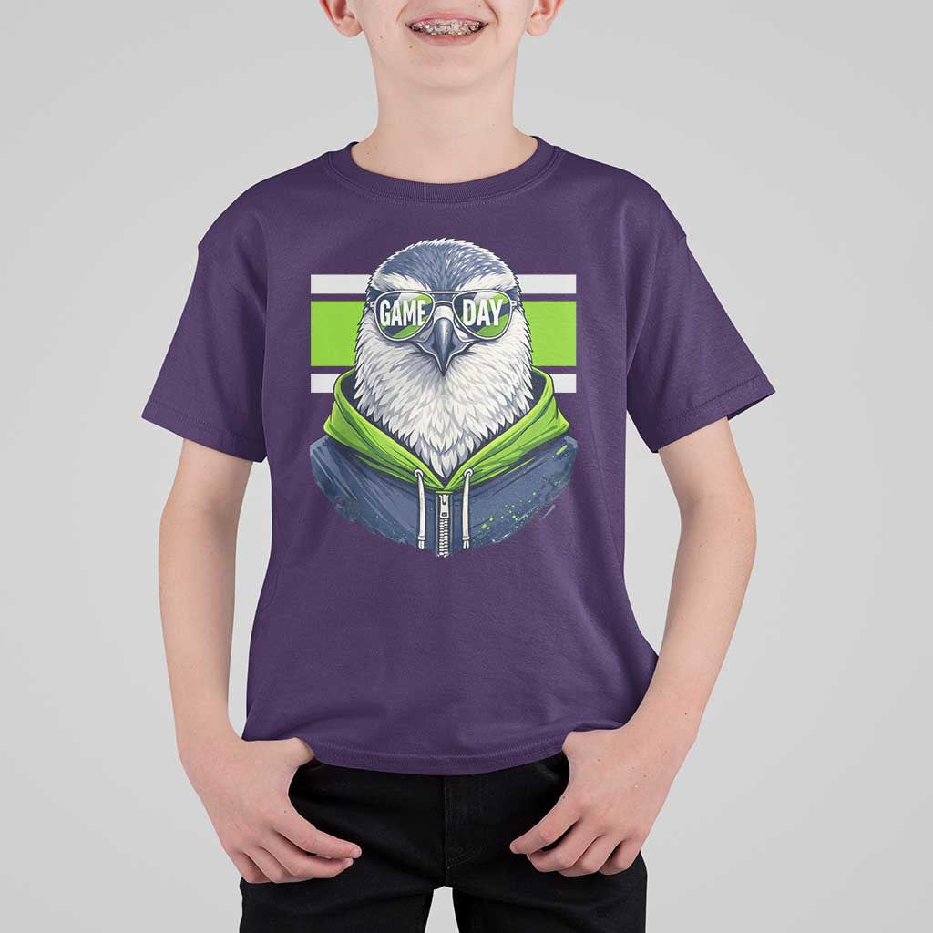 Cool Hawk Wearing Hoodie Graphic T Shirt For Kid Game Day Swagger