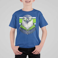 Cool Hawk Wearing Hoodie Graphic T Shirt For Kid Game Day Swagger