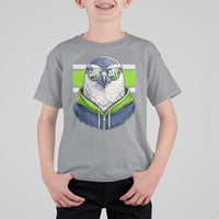 Cool Hawk Wearing Hoodie Graphic T Shirt For Kid Game Day Swagger