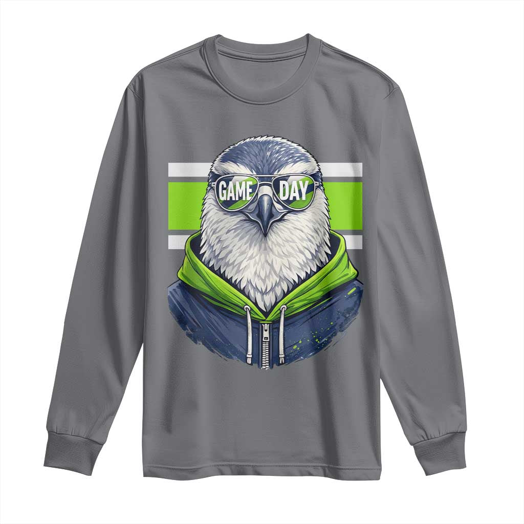 Cool Hawk Wearing Hoodie Graphic Long Sleeve Shirt Game Day Swagger