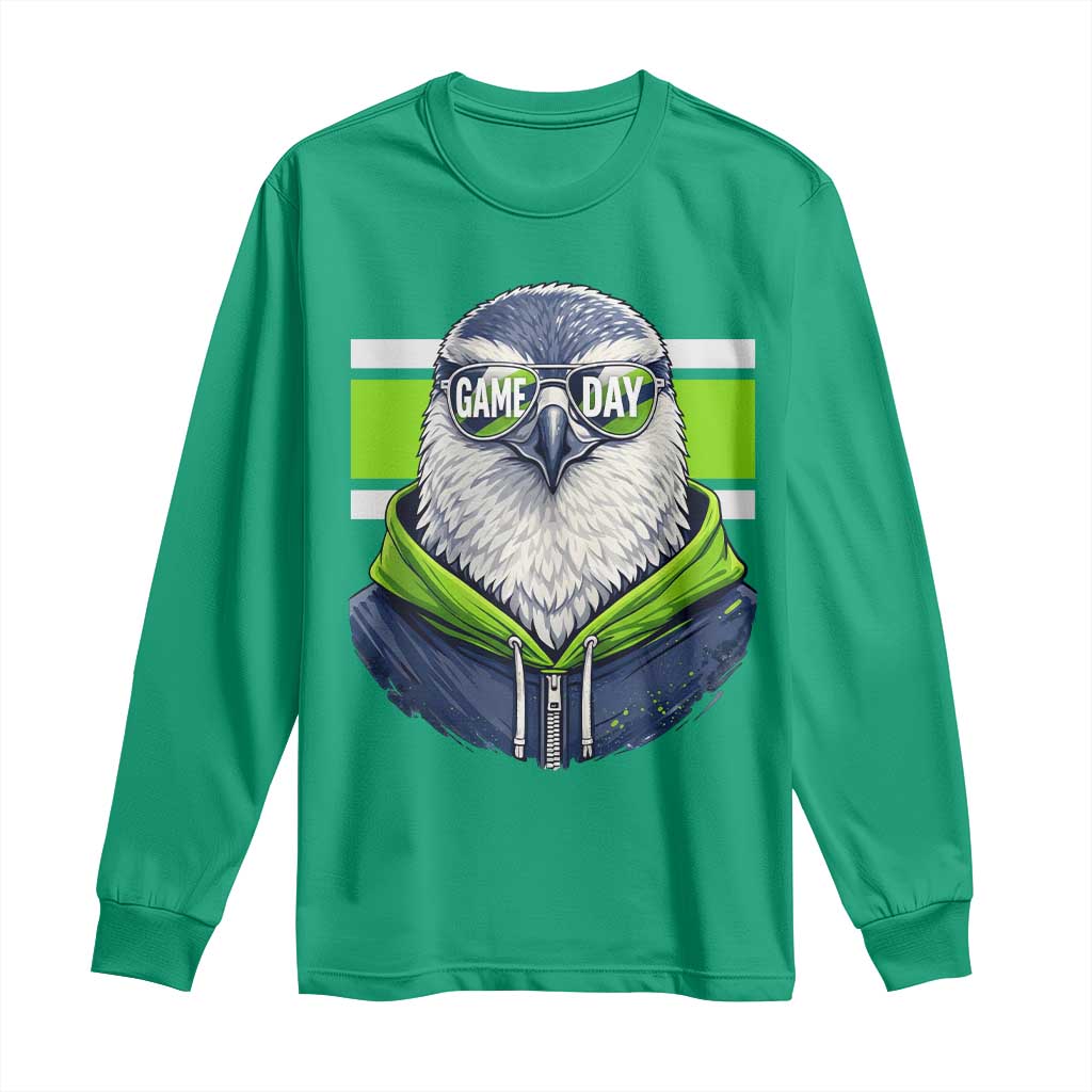 Cool Hawk Wearing Hoodie Graphic Long Sleeve Shirt Game Day Swagger
