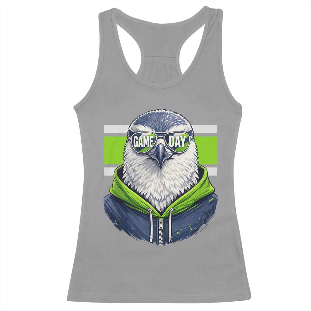 Cool Hawk Wearing Hoodie Graphic Racerback Tank Top Game Day Swagger