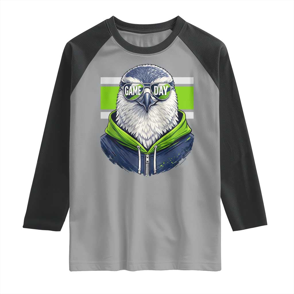 Cool Hawk Wearing Hoodie Graphic Raglan Shirt Game Day Swagger