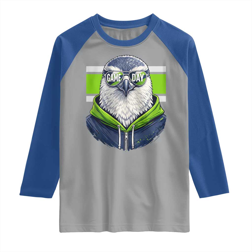 Cool Hawk Wearing Hoodie Graphic Raglan Shirt Game Day Swagger