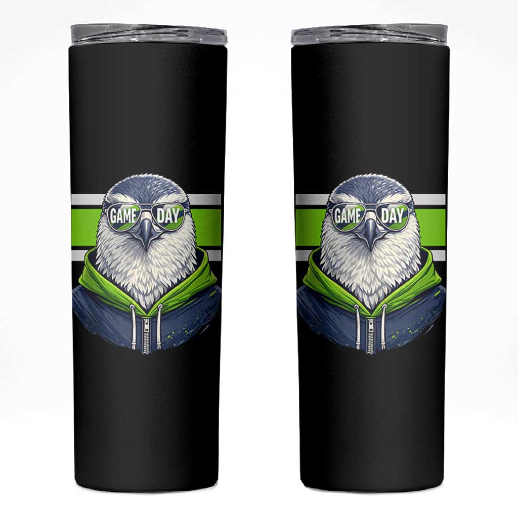 Cool Hawk Wearing Hoodie Graphic Skinny Tumbler Game Day Swagger