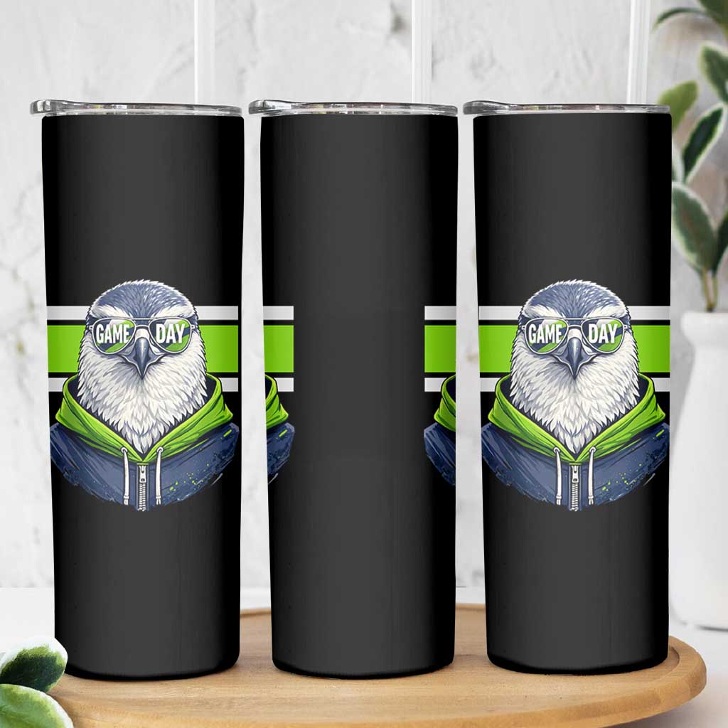 Cool Hawk Wearing Hoodie Graphic Skinny Tumbler Game Day Swagger
