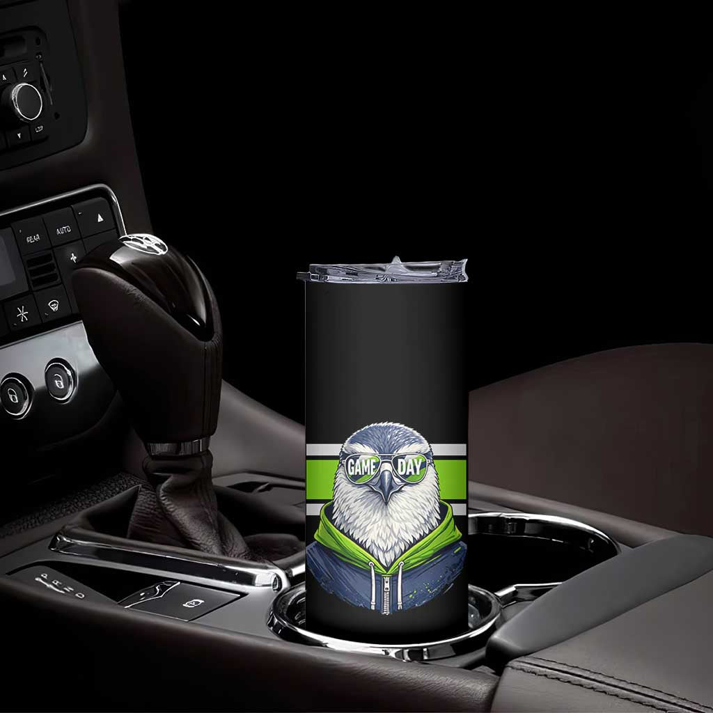 Cool Hawk Wearing Hoodie Graphic Skinny Tumbler Game Day Swagger