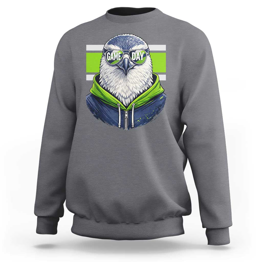Cool Hawk Wearing Hoodie Graphic Sweatshirt Game Day Swagger