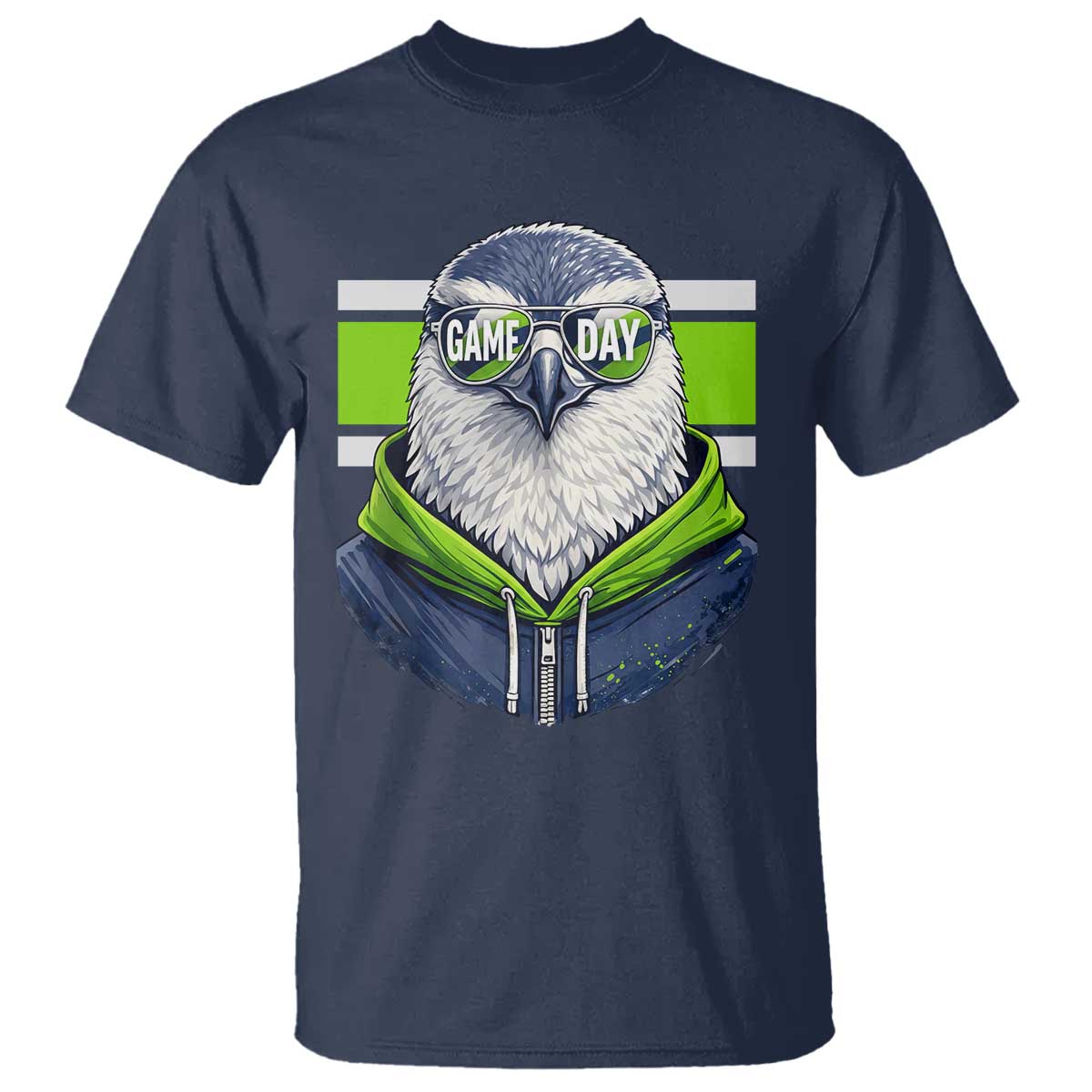 Cool Hawk Wearing Hoodie Graphic T Shirt Game Day Swagger