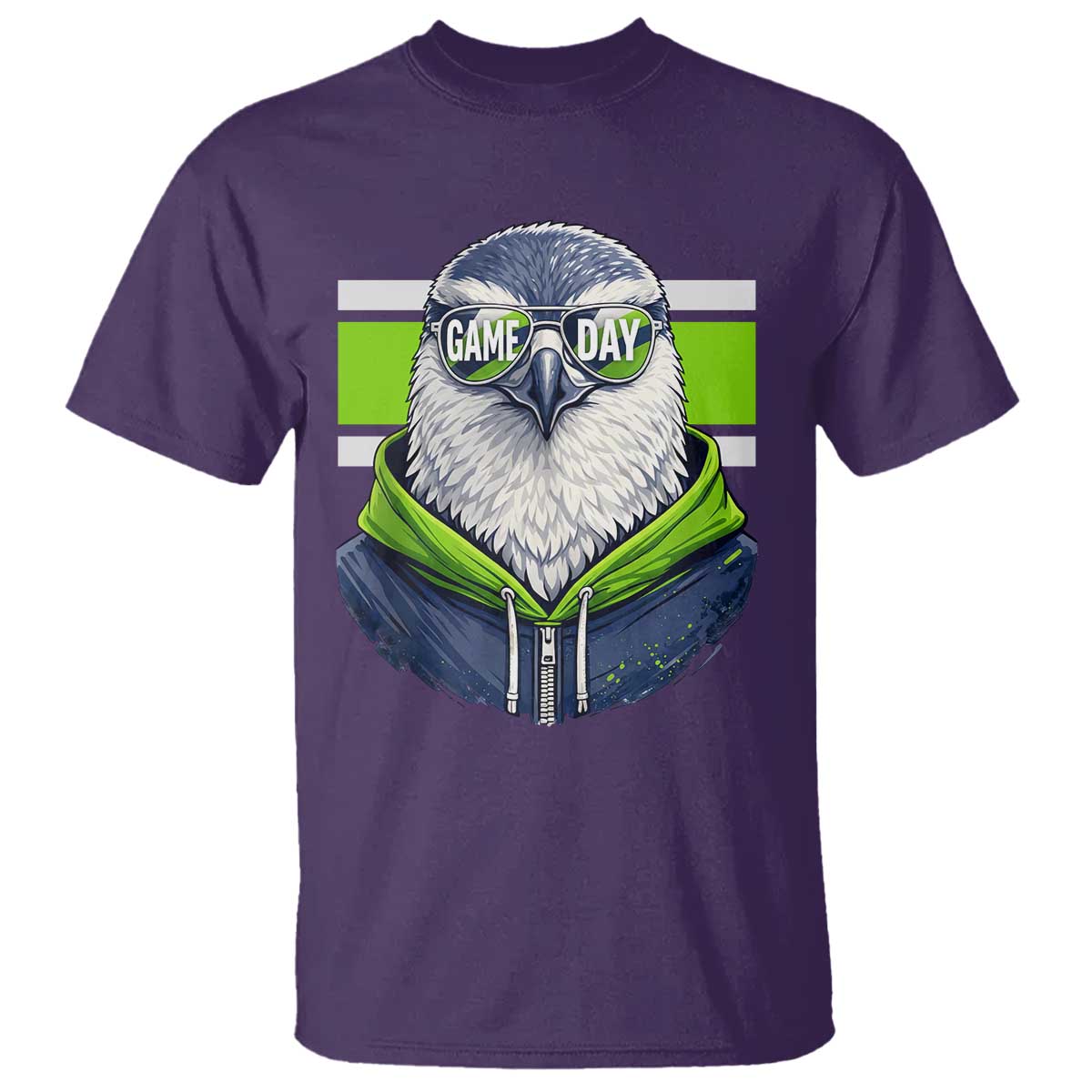 Cool Hawk Wearing Hoodie Graphic T Shirt Game Day Swagger