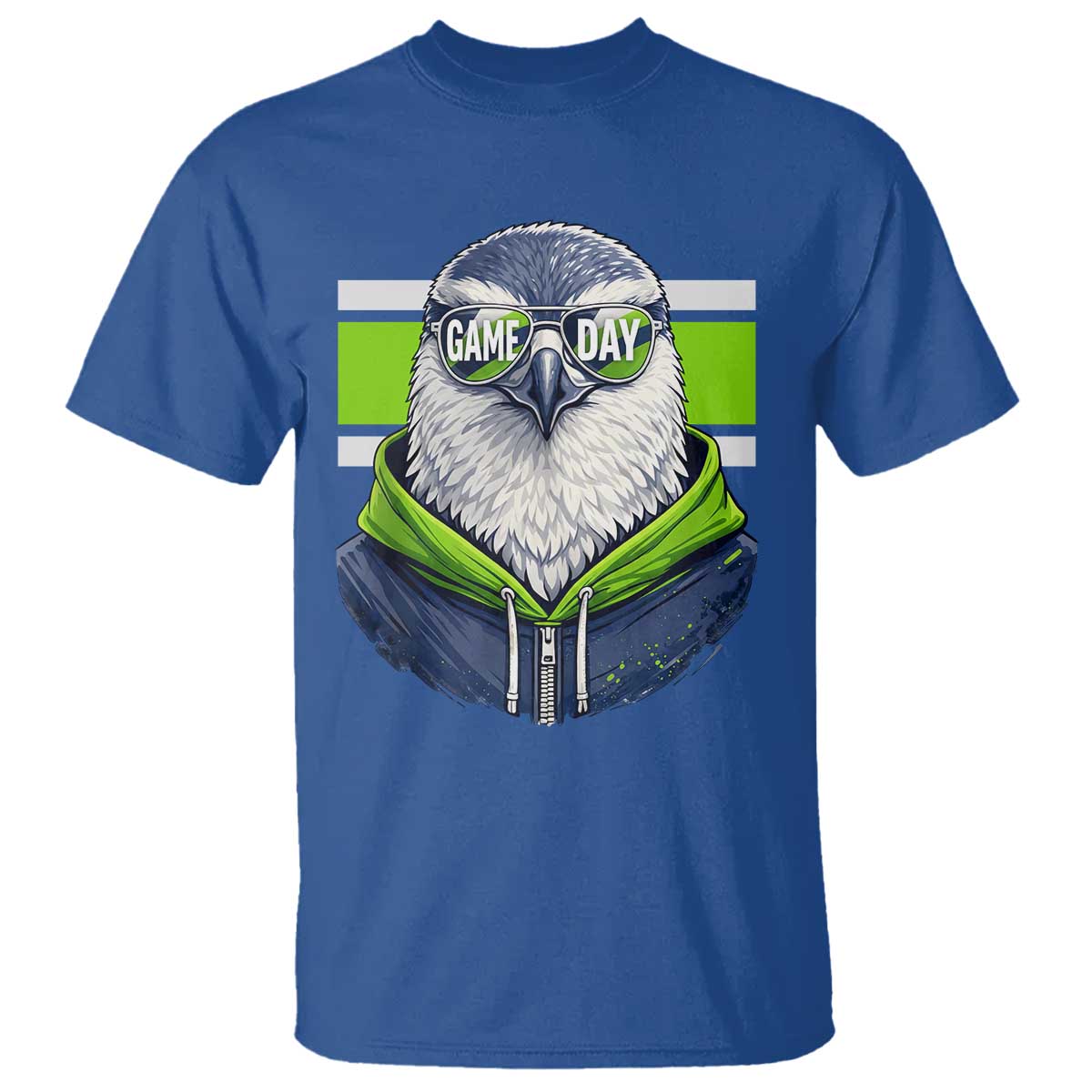Cool Hawk Wearing Hoodie Graphic T Shirt Game Day Swagger