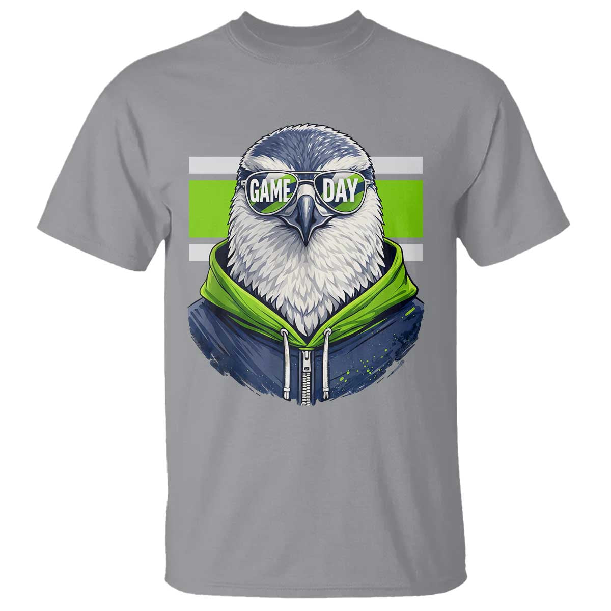 Cool Hawk Wearing Hoodie Graphic T Shirt Game Day Swagger
