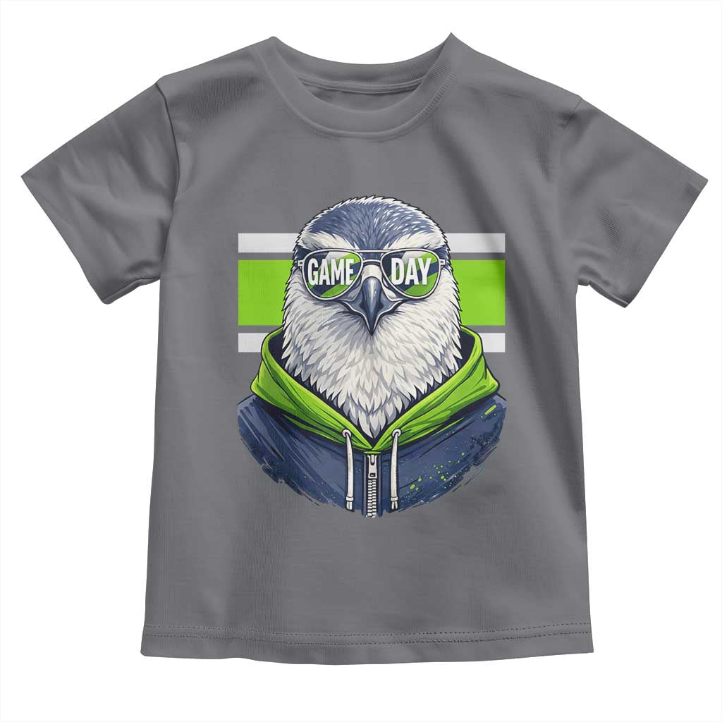 Cool Hawk Wearing Hoodie Graphic Toddler T Shirt Game Day Swagger