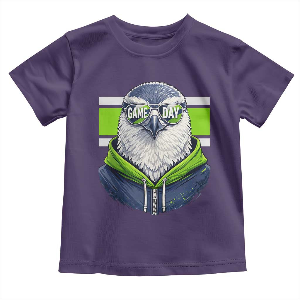 Cool Hawk Wearing Hoodie Graphic Toddler T Shirt Game Day Swagger