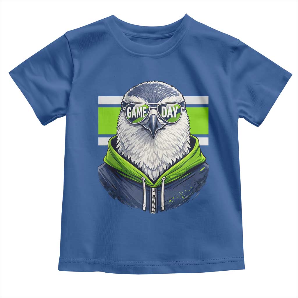 Cool Hawk Wearing Hoodie Graphic Toddler T Shirt Game Day Swagger