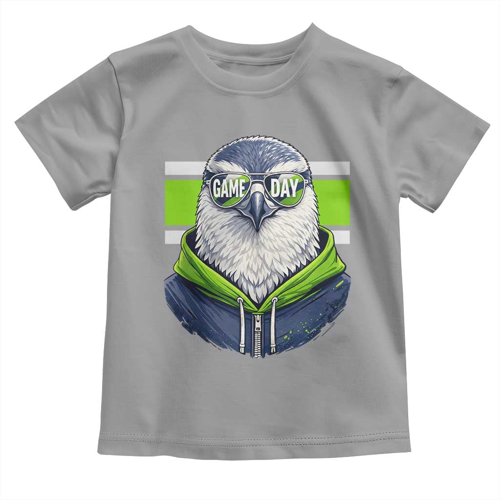 Cool Hawk Wearing Hoodie Graphic Toddler T Shirt Game Day Swagger