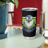 Cool Hawk Wearing Hoodie Graphic Tumbler Cup Game Day Swagger