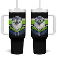 Cool Hawk Wearing Hoodie Graphic Tumbler With Handle Game Day Swagger
