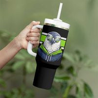 Cool Hawk Wearing Hoodie Graphic Tumbler With Handle Game Day Swagger