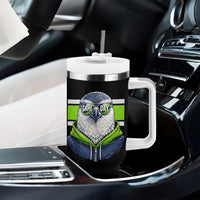 Cool Hawk Wearing Hoodie Graphic Tumbler With Handle Game Day Swagger