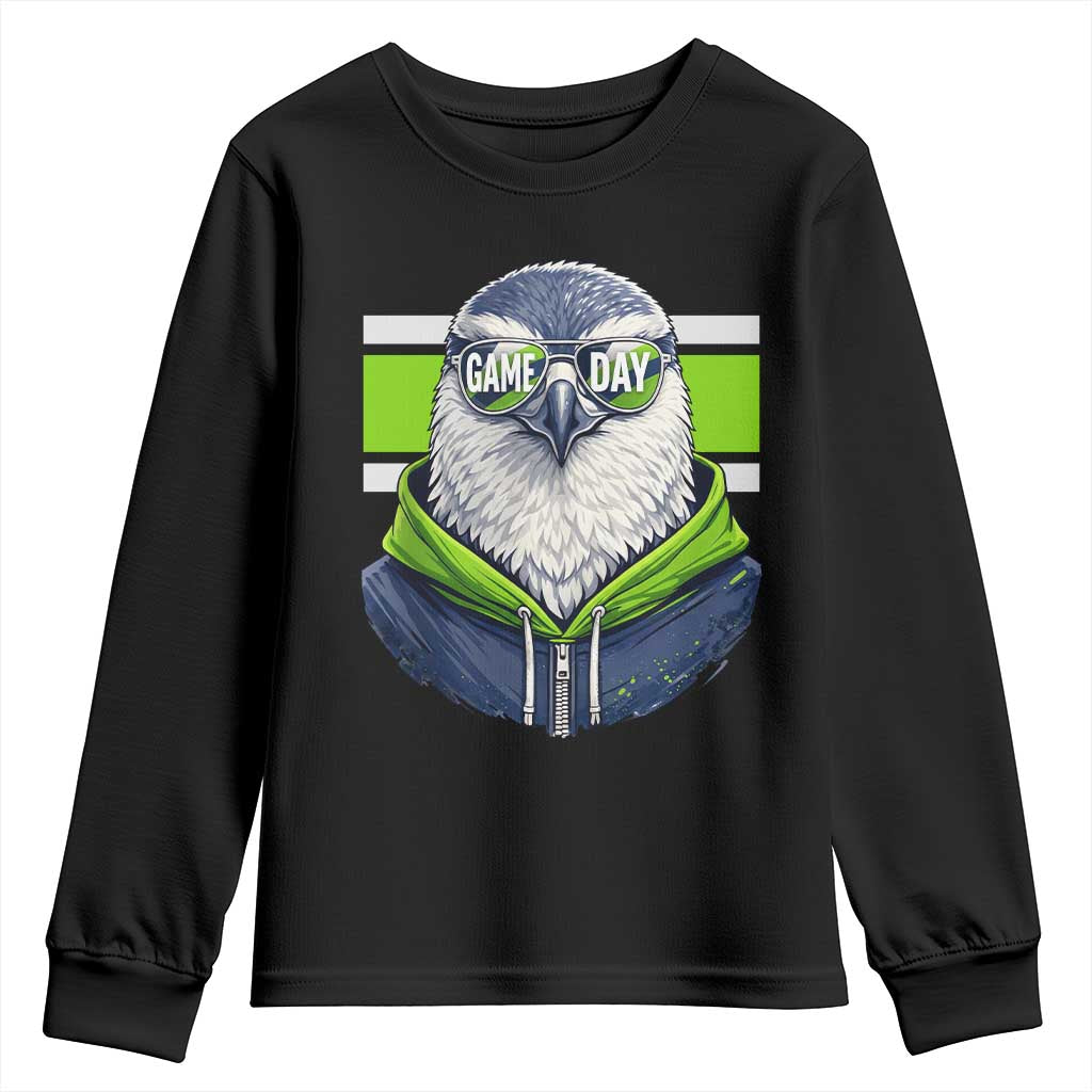 Cool Hawk Wearing Hoodie Graphic Youth Sweatshirt Game Day Swagger