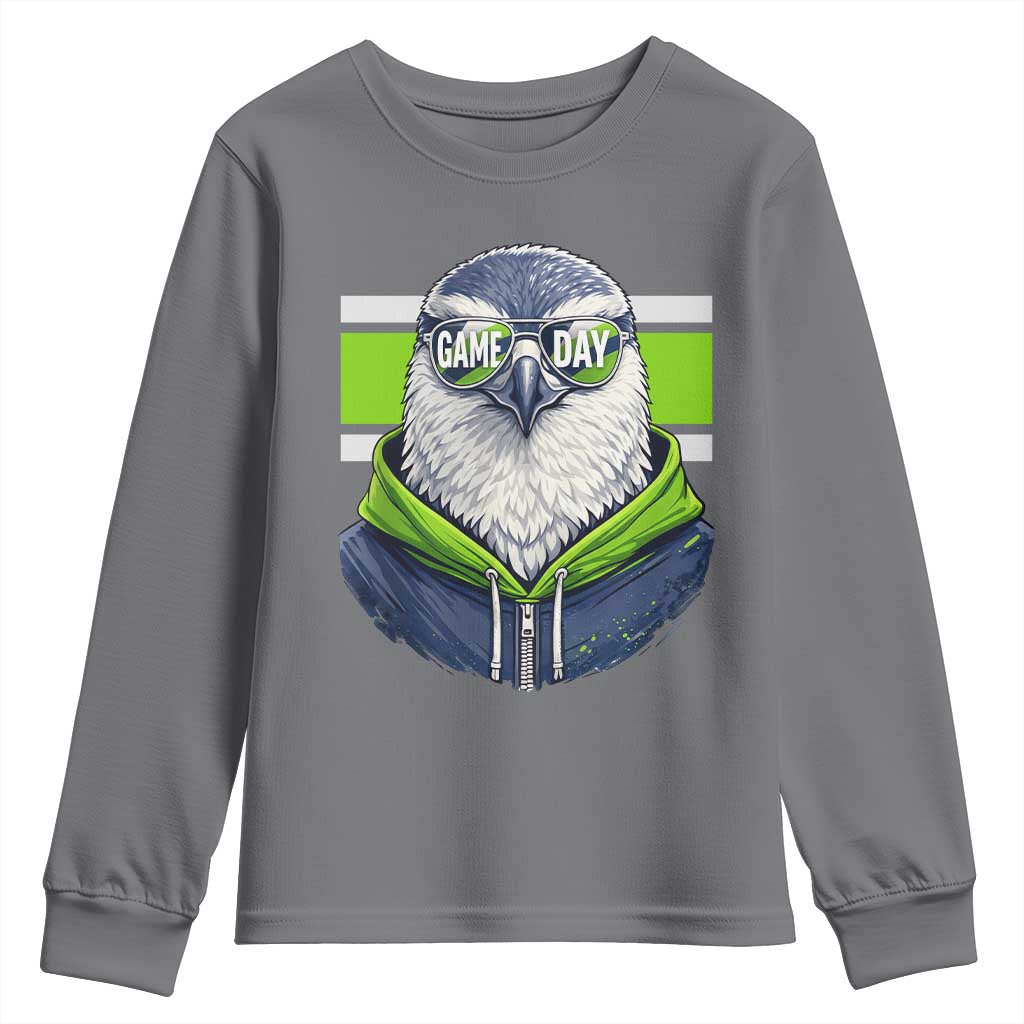Cool Hawk Wearing Hoodie Graphic Youth Sweatshirt Game Day Swagger