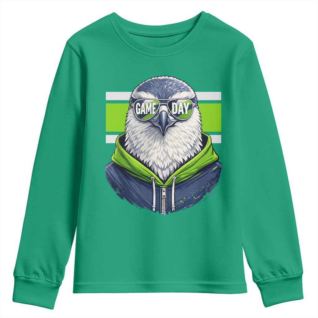 Cool Hawk Wearing Hoodie Graphic Youth Sweatshirt Game Day Swagger