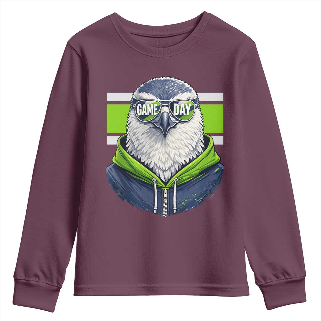 Cool Hawk Wearing Hoodie Graphic Youth Sweatshirt Game Day Swagger