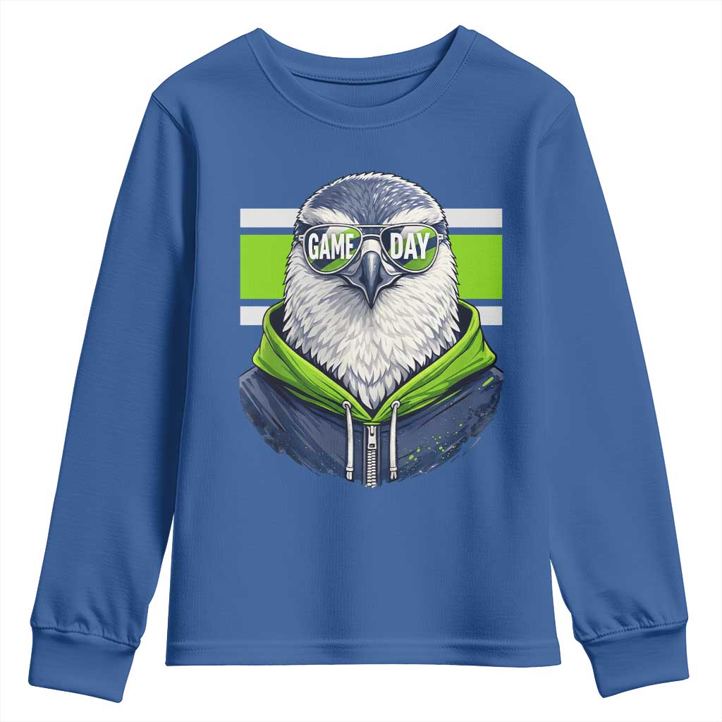 Cool Hawk Wearing Hoodie Graphic Youth Sweatshirt Game Day Swagger