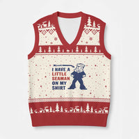 Funny Sailor Pun V-Neck Knit Sweater Vest I Have Little Seaman on My Shirt Retro Humor