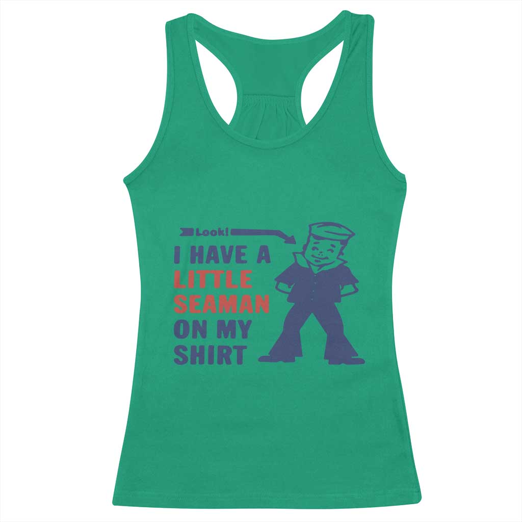 Funny Sailor Pun Racerback Tank Top I Have Little Seaman on My Shirt Retro Humor