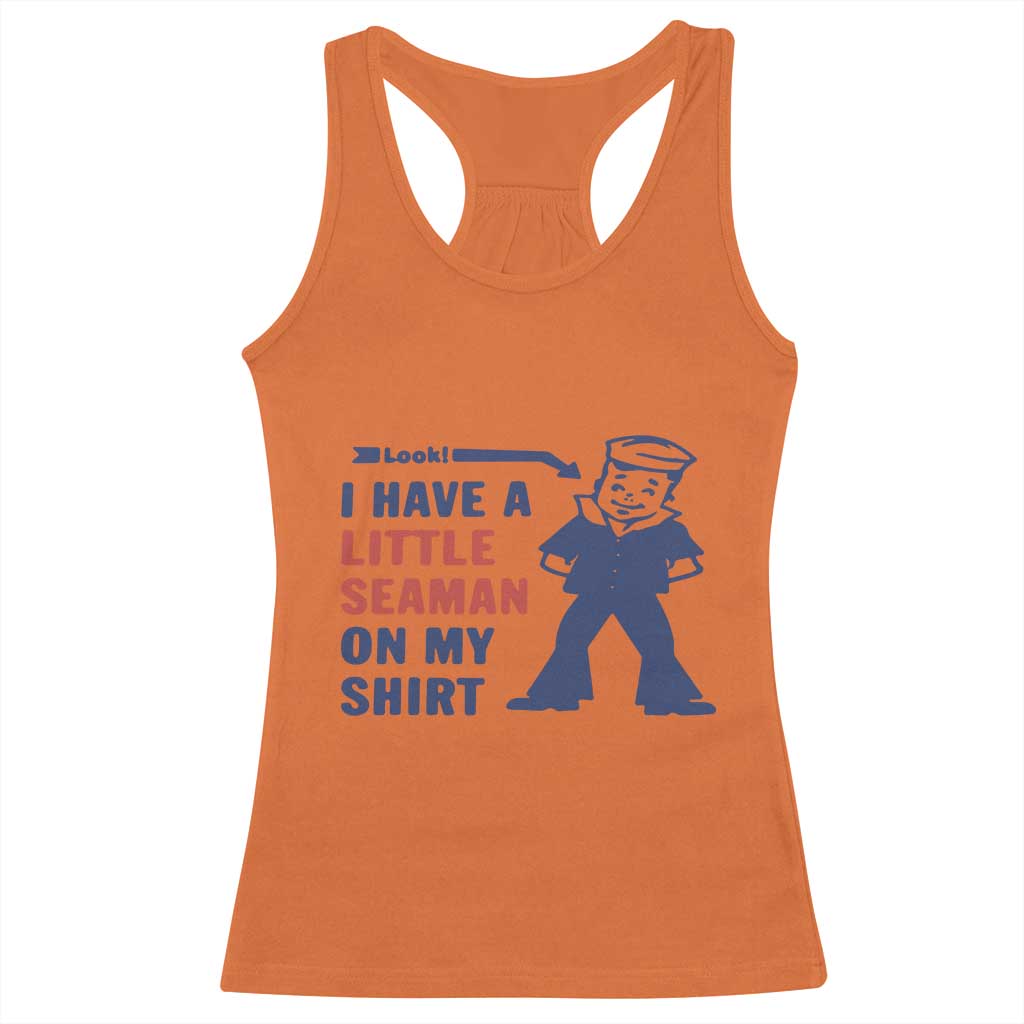 Funny Sailor Pun Racerback Tank Top I Have Little Seaman on My Shirt Retro Humor