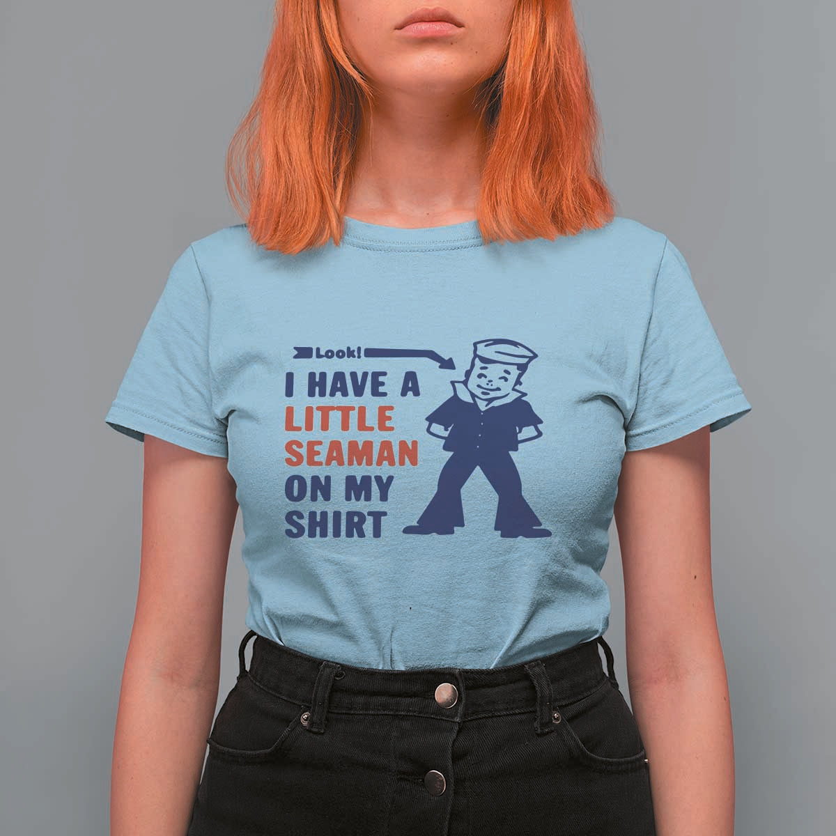 Funny Sailor Pun T Shirt For Women I Have Little Seaman on My Shirt Retro Humor