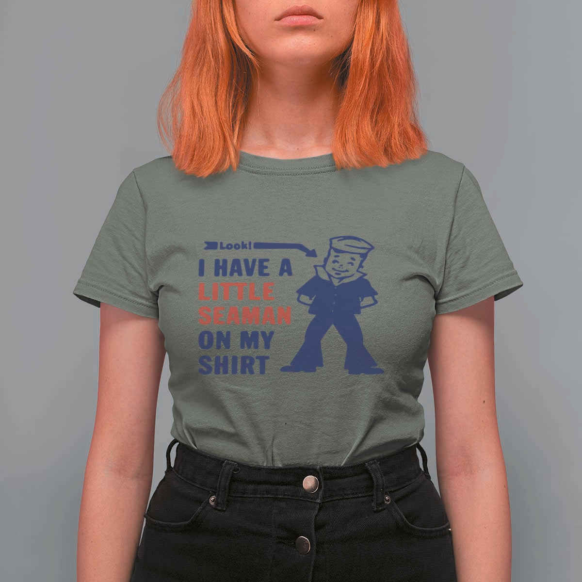 Funny Sailor Pun T Shirt For Women I Have Little Seaman on My Shirt Retro Humor