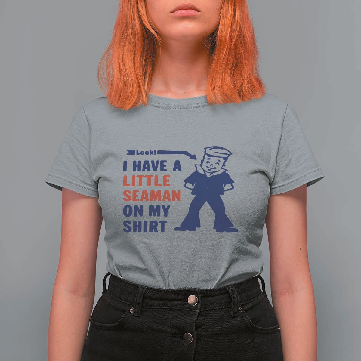 Funny Sailor Pun T Shirt For Women I Have Little Seaman on My Shirt Retro Humor