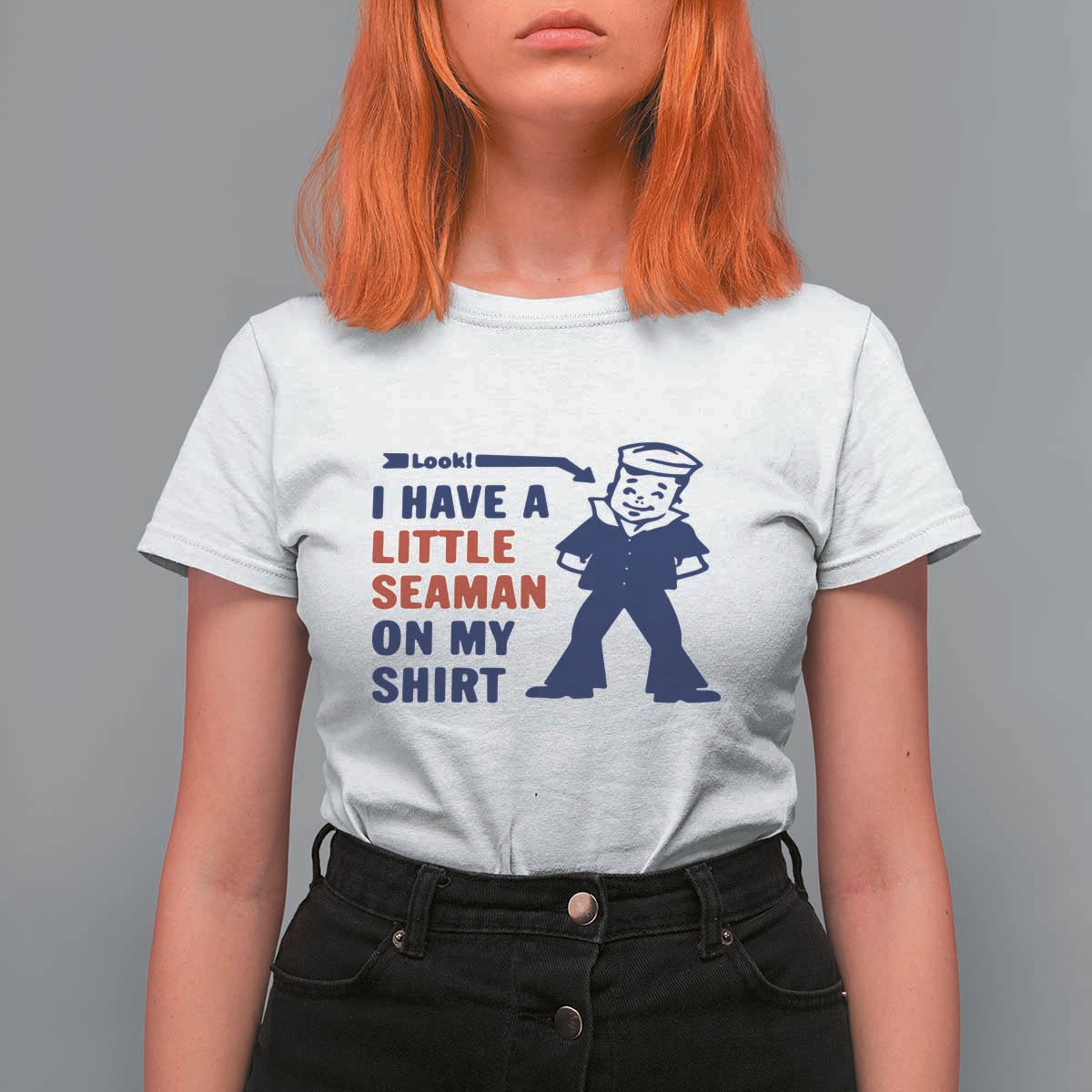 Funny Sailor Pun T Shirt For Women I Have Little Seaman on My Shirt Retro Humor