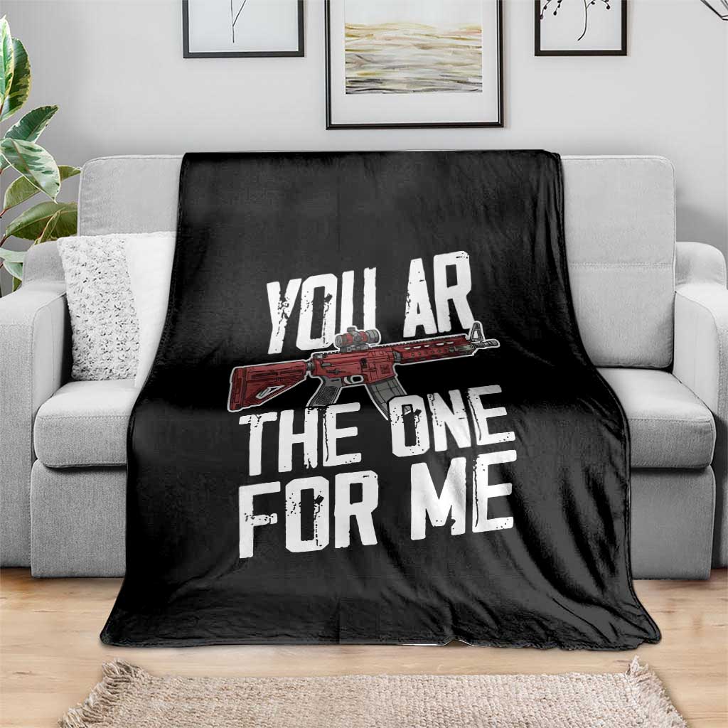 Funny Gun Lover Valentine Pun Throw Blanket You AR the One for Me Tactical Romance