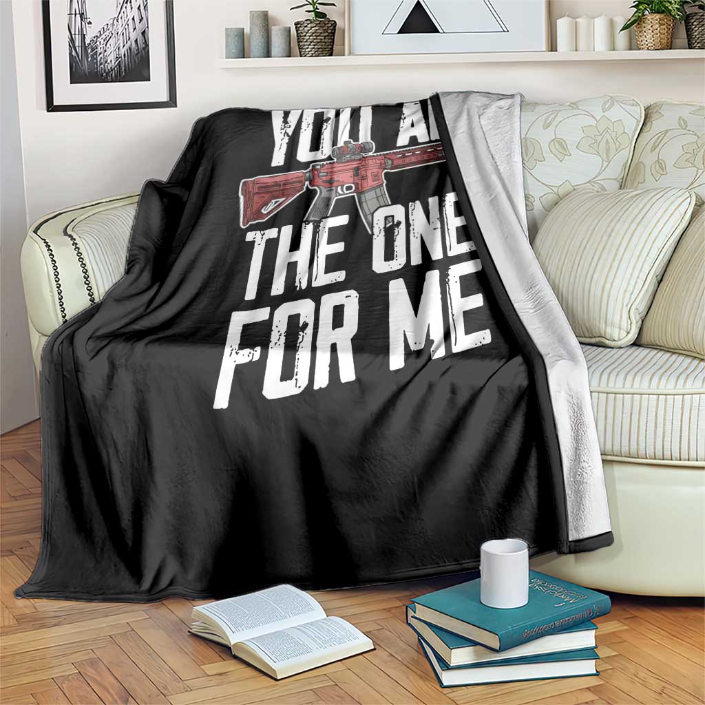 Funny Gun Lover Valentine Pun Throw Blanket You AR the One for Me Tactical Romance