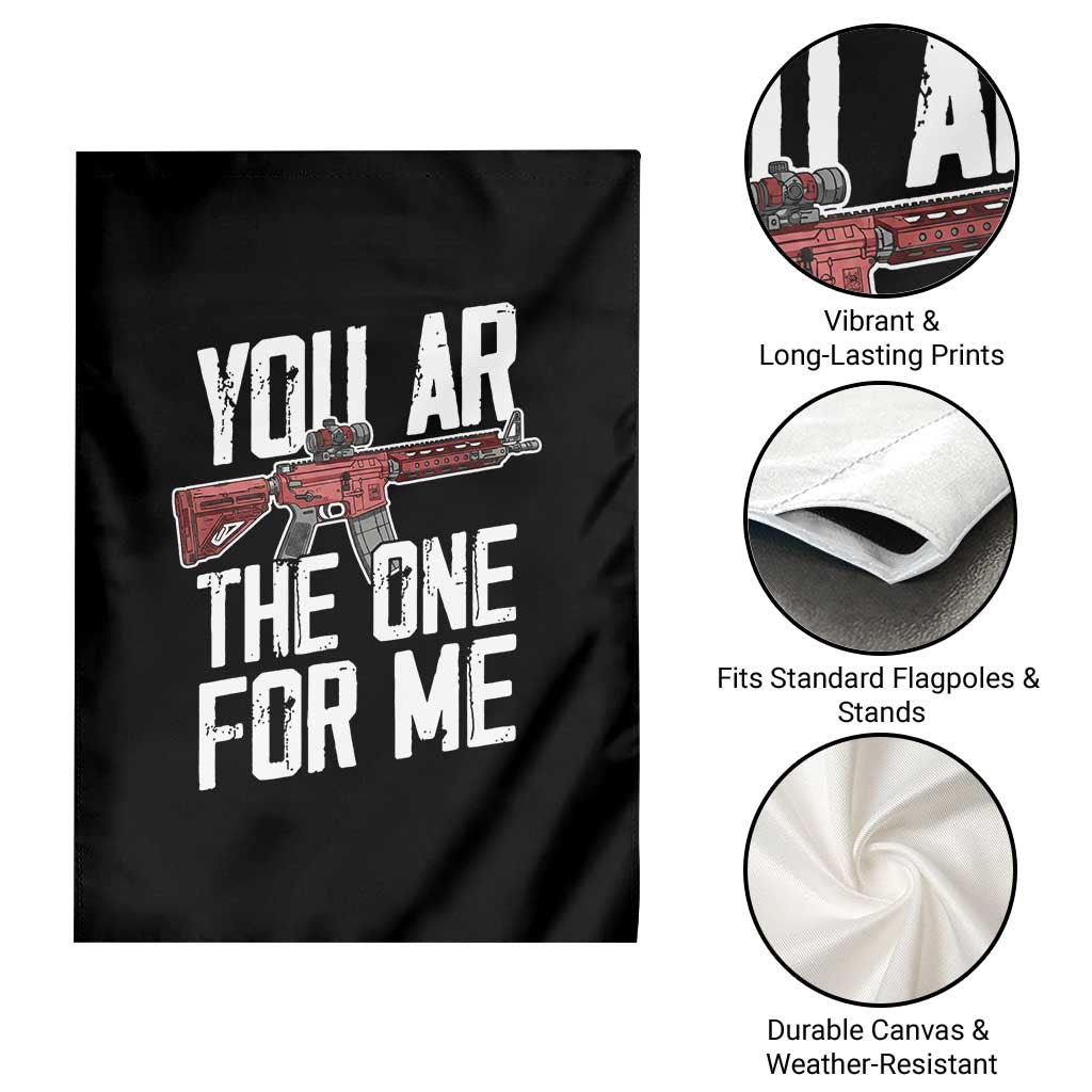 Funny Gun Lover Valentine Pun Garden Flag You AR the One for Me Tactical Romance